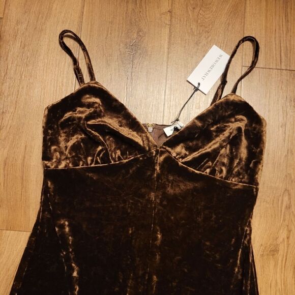 WeWoreWhat Velvet Bodycon Dress Brown Size M - Picture 4 of 6